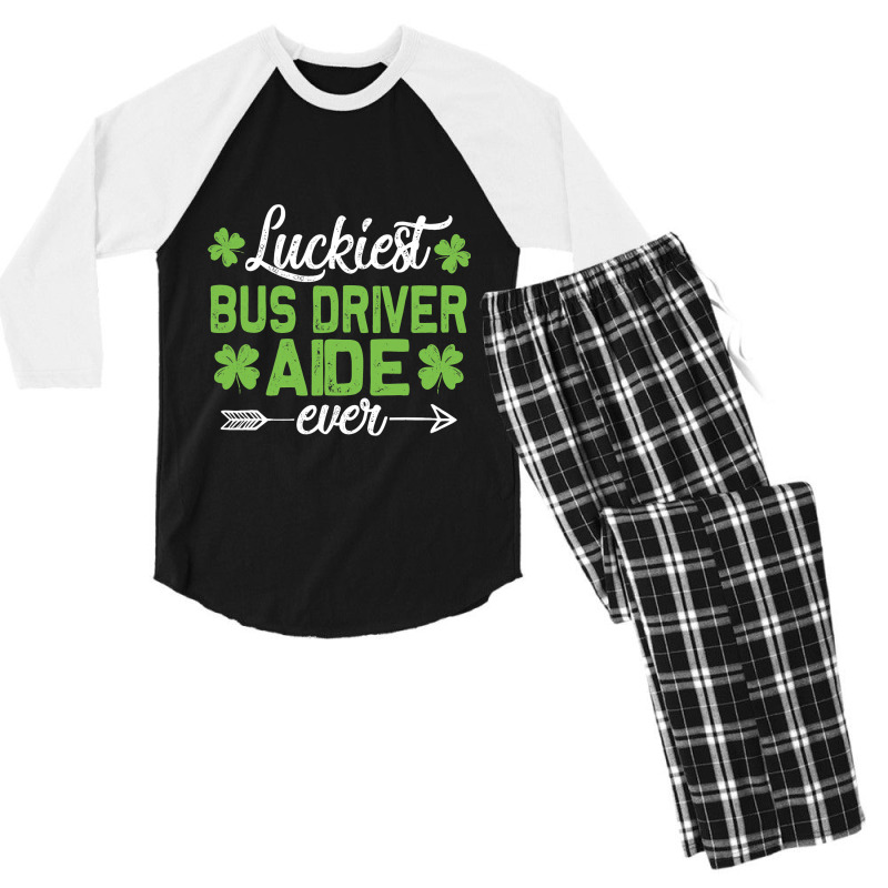 Funny Luckiest Bus Driver Ever Men Women St. Patri Men's 3/4 Sleeve Pajama Set | Artistshot