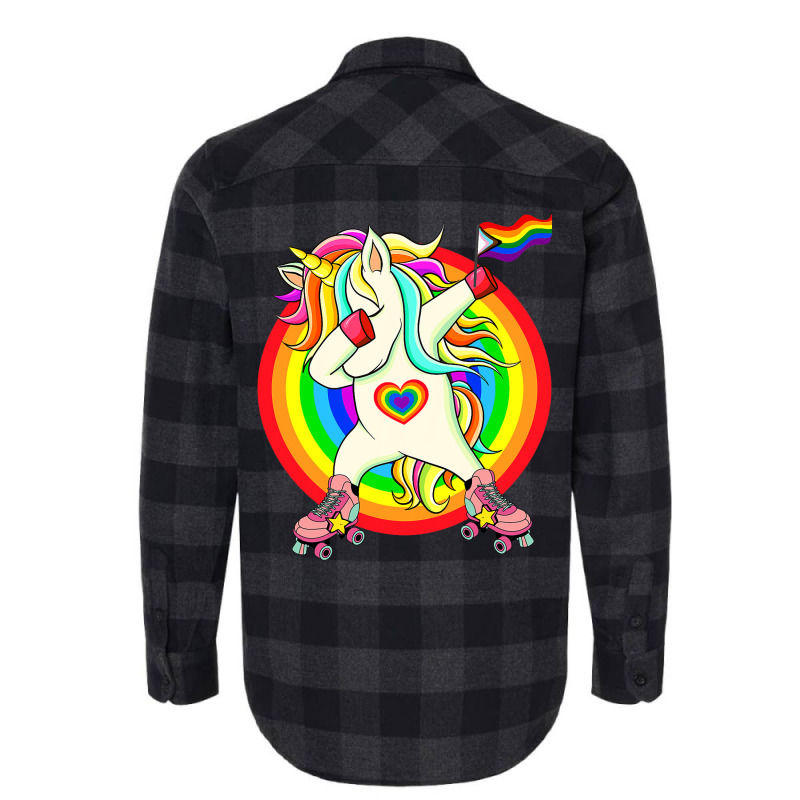 Gay Pride Unicorn Dabbing Lgbtq Rainbow Flag Rolle Flannel Shirt | Artistshot