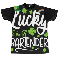 Funny Lucky To Be A Bartender Shamrock St Patricks Graphic T-shirt | Artistshot