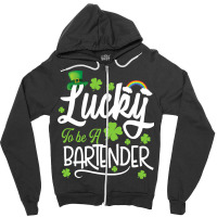 Funny Lucky To Be A Bartender Shamrock St Patricks Zipper Hoodie | Artistshot