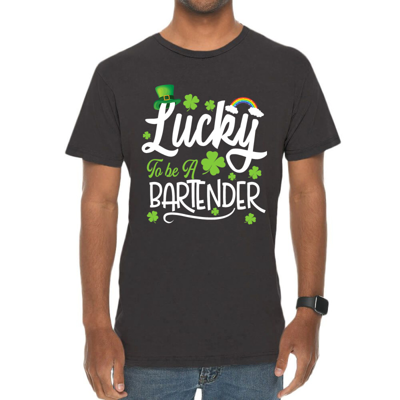 Funny Lucky To Be A Bartender Shamrock St Patricks Vintage T-Shirt by MalenyJanis | Artistshot