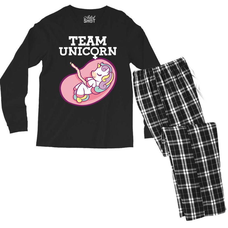 Gender Reveal Party Team Cute Unicorn Girl Boy Pin Men's Long Sleeve Pajama Set | Artistshot