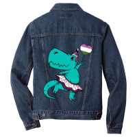 Genderqueersaurus Lgbtq Funny Trex Unicorn Pride A Men Denim Jacket | Artistshot