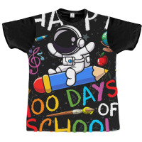 Happy 100 Days Of School Outer Astronaut Space Kid Graphic T-shirt | Artistshot