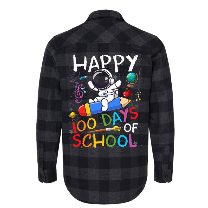 Happy 100 Days Of School Outer Astronaut Space Kid Flannel Shirt | Artistshot