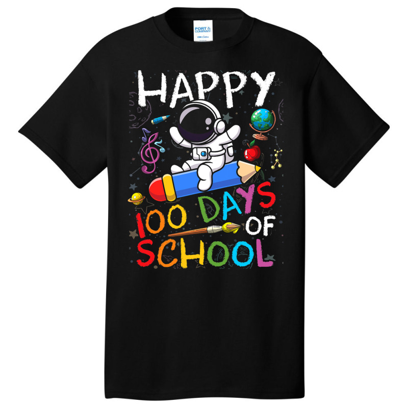 Happy 100 Days Of School Outer Astronaut Space Kid Basic T-shirt | Artistshot