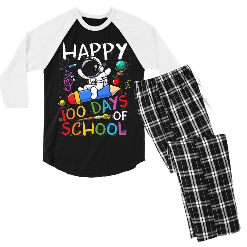 Happy 100 Days Of School Outer Astronaut Space Kid Men's 3/4 Sleeve Pajama Set | Artistshot