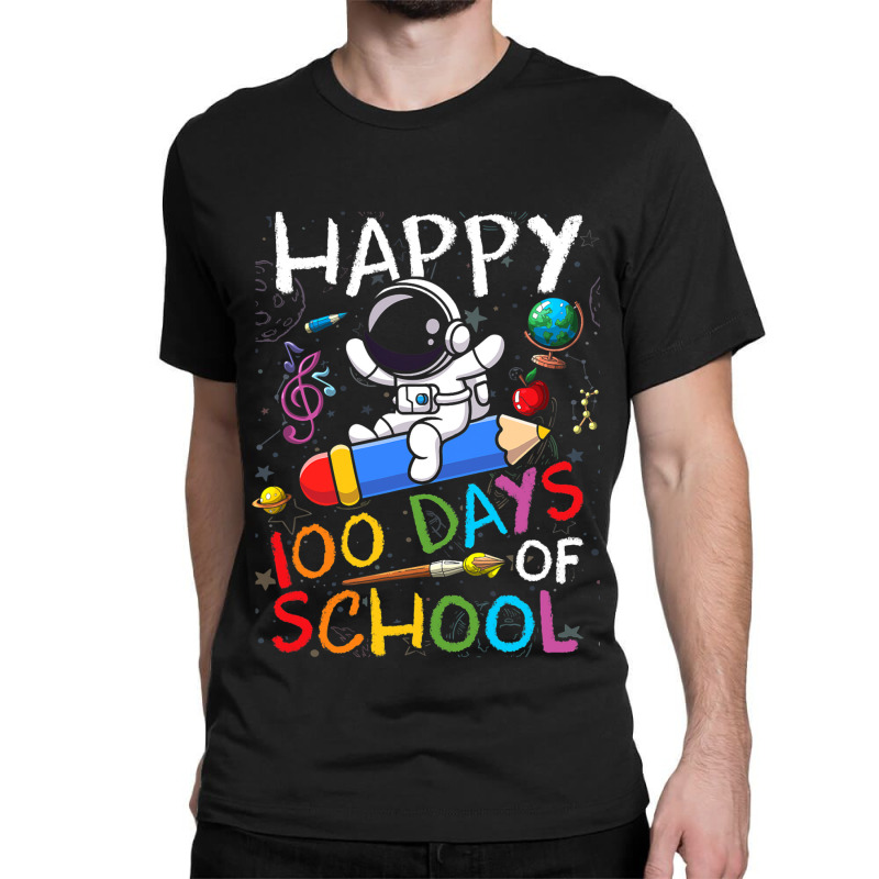 Happy 100 Days Of School Outer Astronaut Space Kid Classic T-shirt | Artistshot