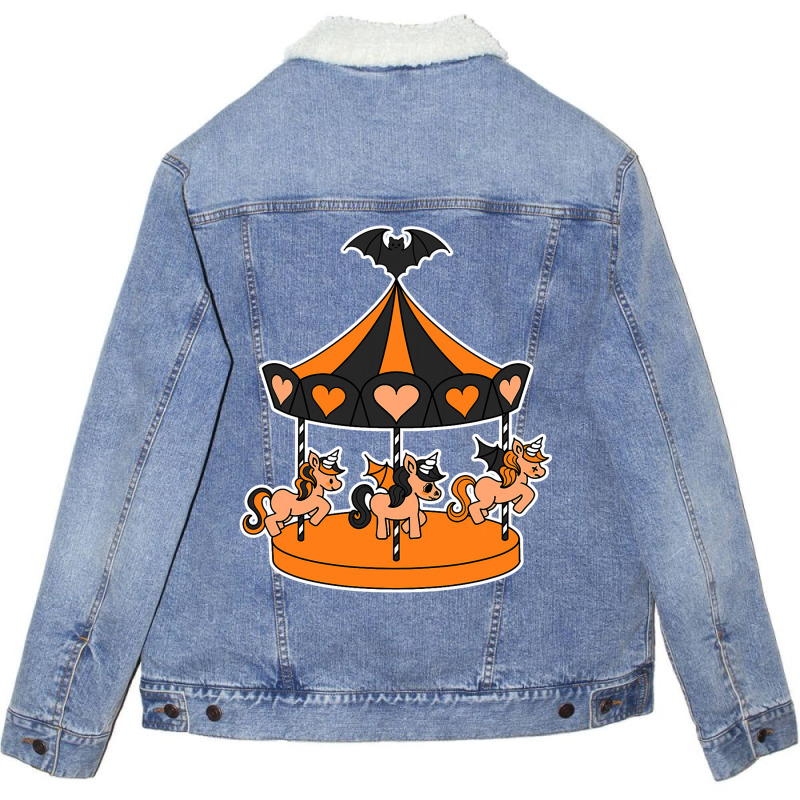 Halloween Carousel Pastel Goth Gothic Unicorn Pony Unisex Sherpa-lined Denim Jacket | Artistshot