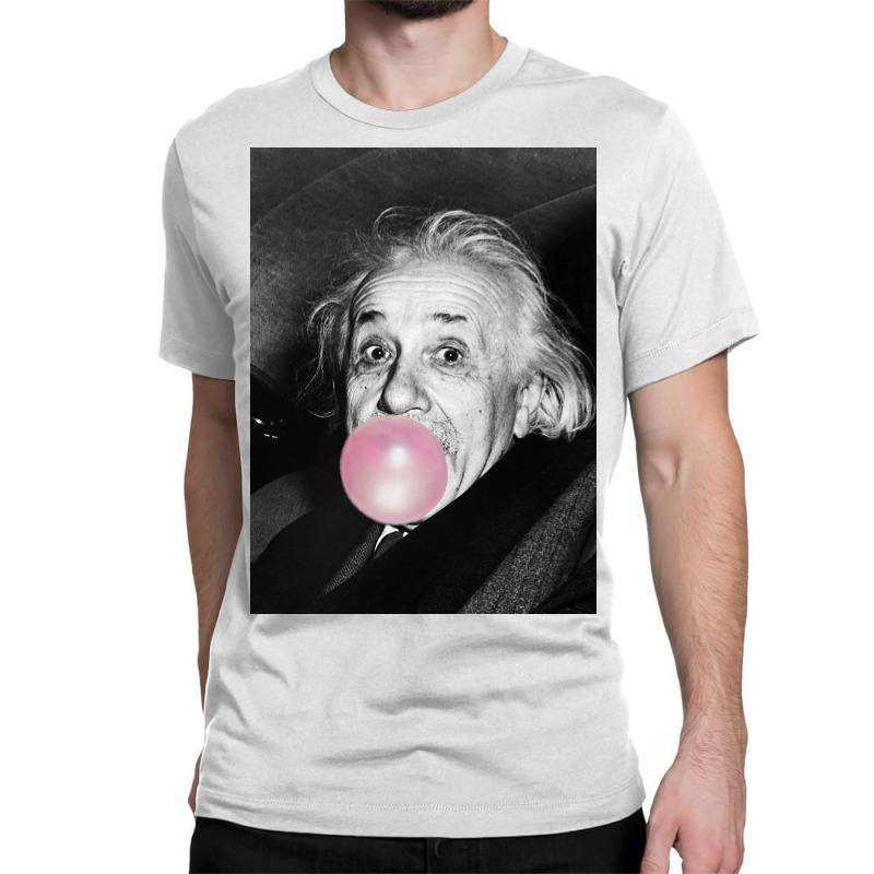 Bubble Gum Albert Einstein Humour Photography  Photograph Blowing Bubb Classic T-shirt | Artistshot