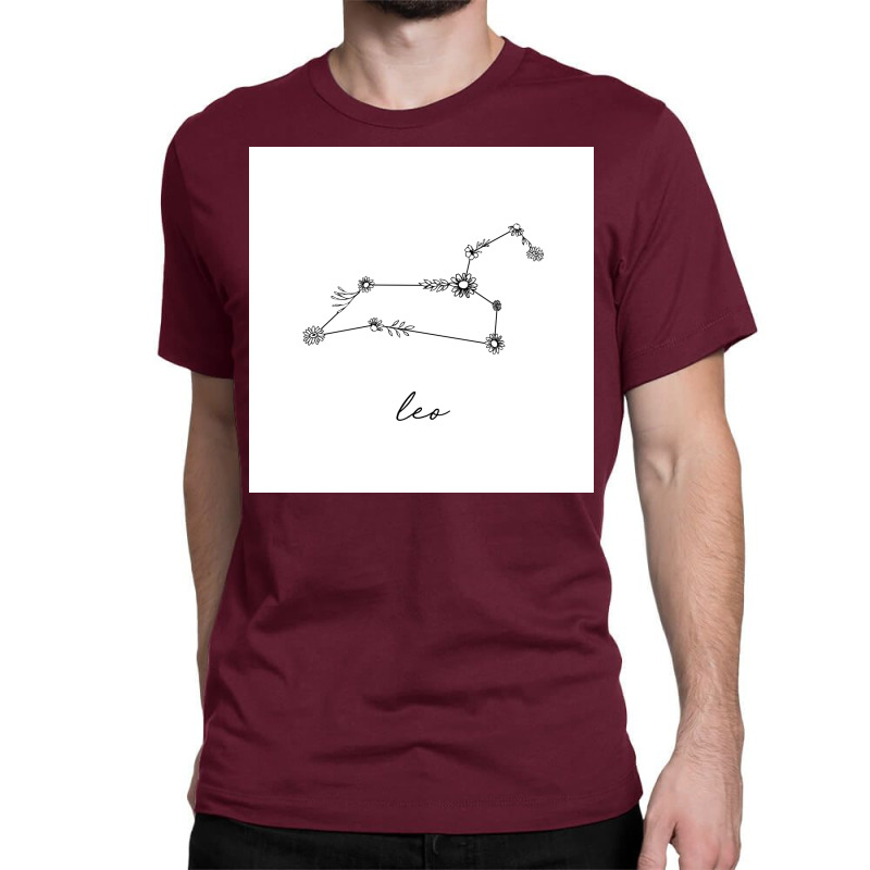 Leo Zodiac Wildflower Constellation Poster Classic T-shirt | Artistshot