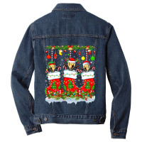 Funny Mandolin In Xmas Socks Lights Mandolin Chris Men Denim Jacket | Artistshot