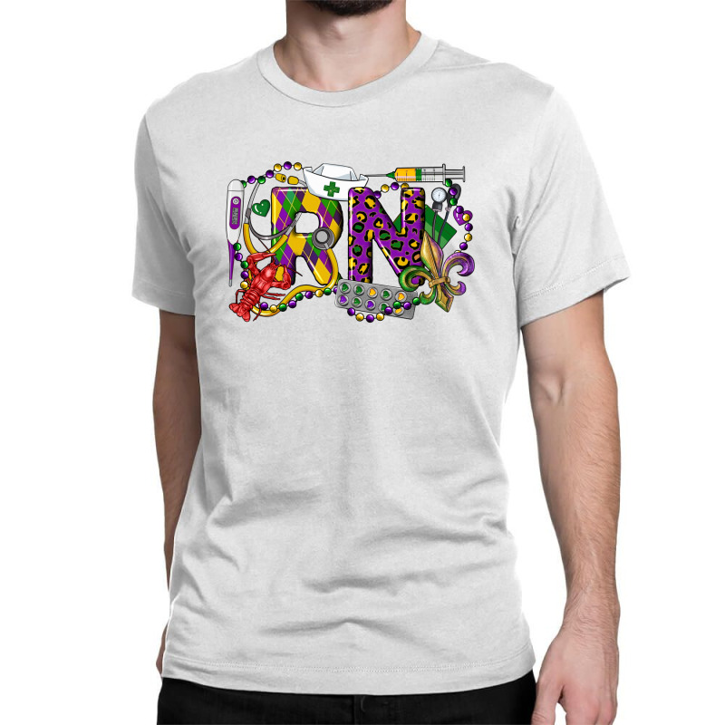 Rn Registered Nurse Mardi Gras Classic T-shirt | Artistshot