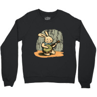 Funny Bunny Playing Banjo Music Cute Rabbit Happy  Crewneck Sweatshirt | Artistshot