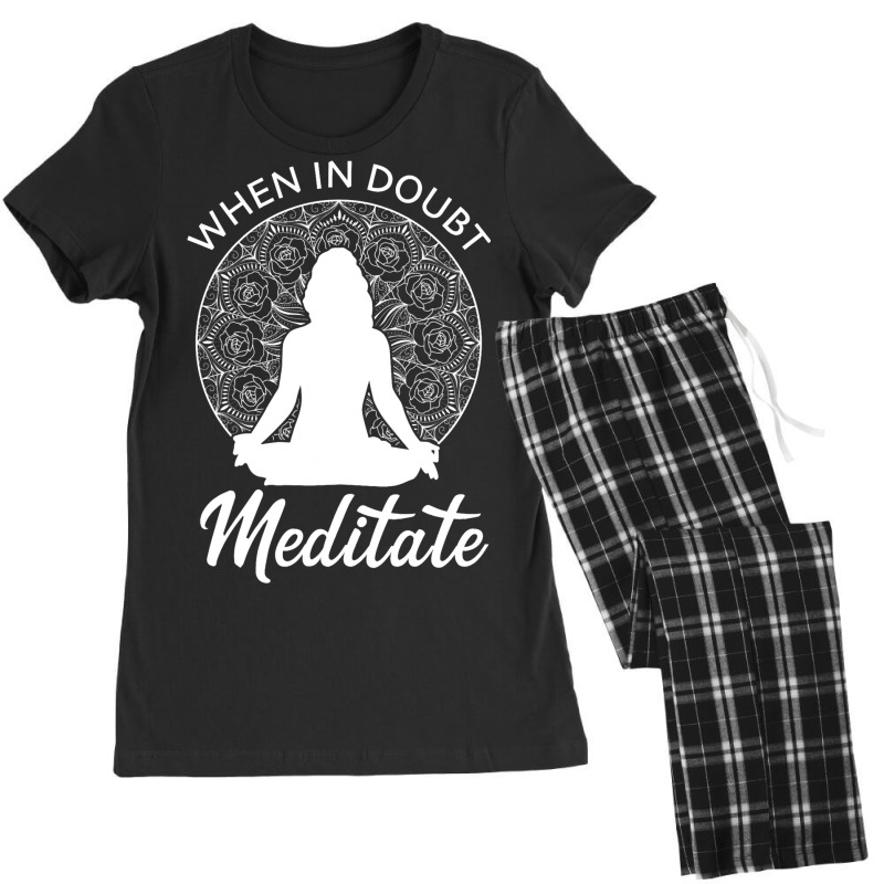 When In Doubt Meditate Woman Meditation Silhouette Women's Pajamas Set by LoreleiRichmond | Artistshot