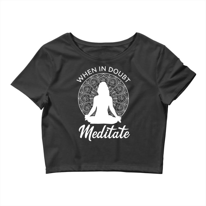 When In Doubt Meditate Woman Meditation Silhouette Crop Top by LoreleiRichmond | Artistshot