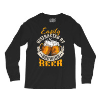 Easily Distracted By Brewing Beer Long Sleeve Shirts | Artistshot