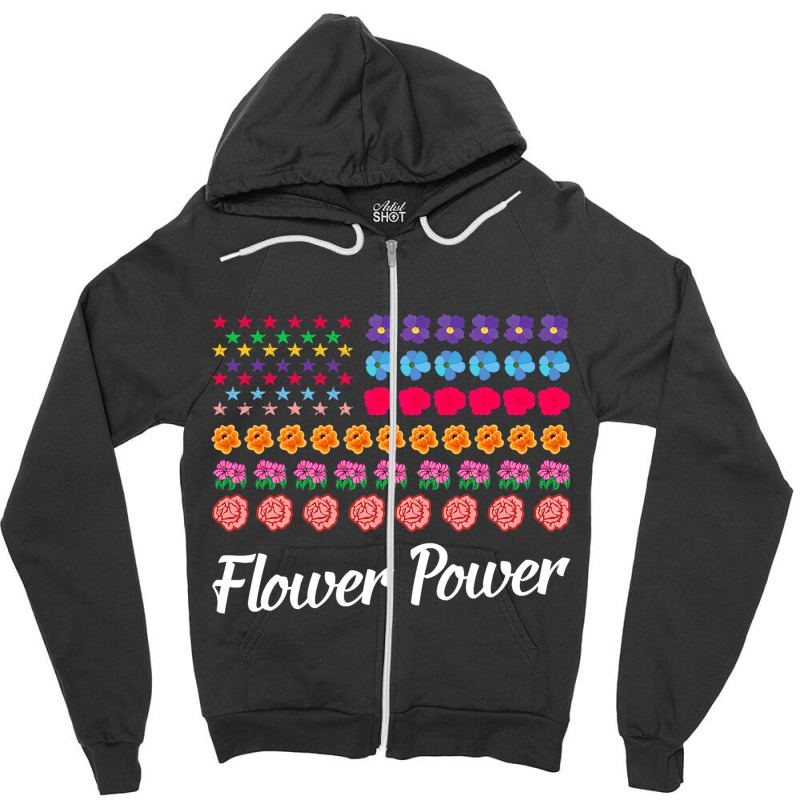 Flower Power American Flag Florist Gardener Plant  Zipper Hoodie | Artistshot