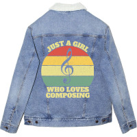 Womens Just A Girl Who Loves Composing Unisex Sherpa-lined Denim Jacket | Artistshot