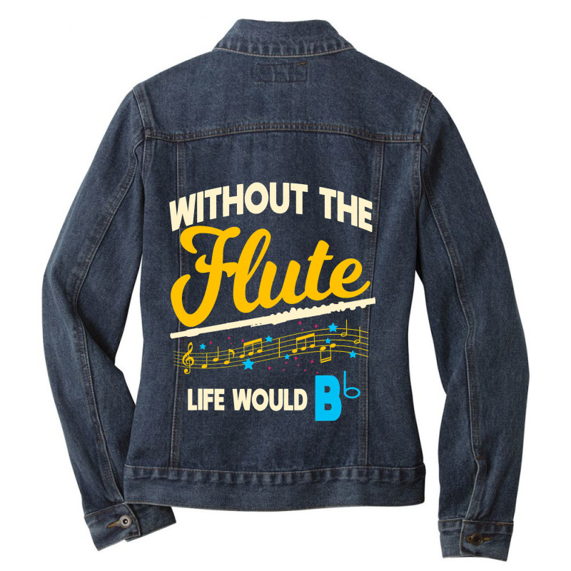 Flute Player Musical Woodwind Instrument Music Ins Ladies Denim Jacket by Vibrantus | Artistshot