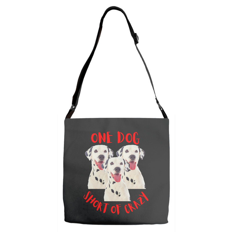 One Dog Short Of Crazy T  Shirtone Dog Short Of Crazy T  Shirt (14) Adjustable Strap Totes | Artistshot