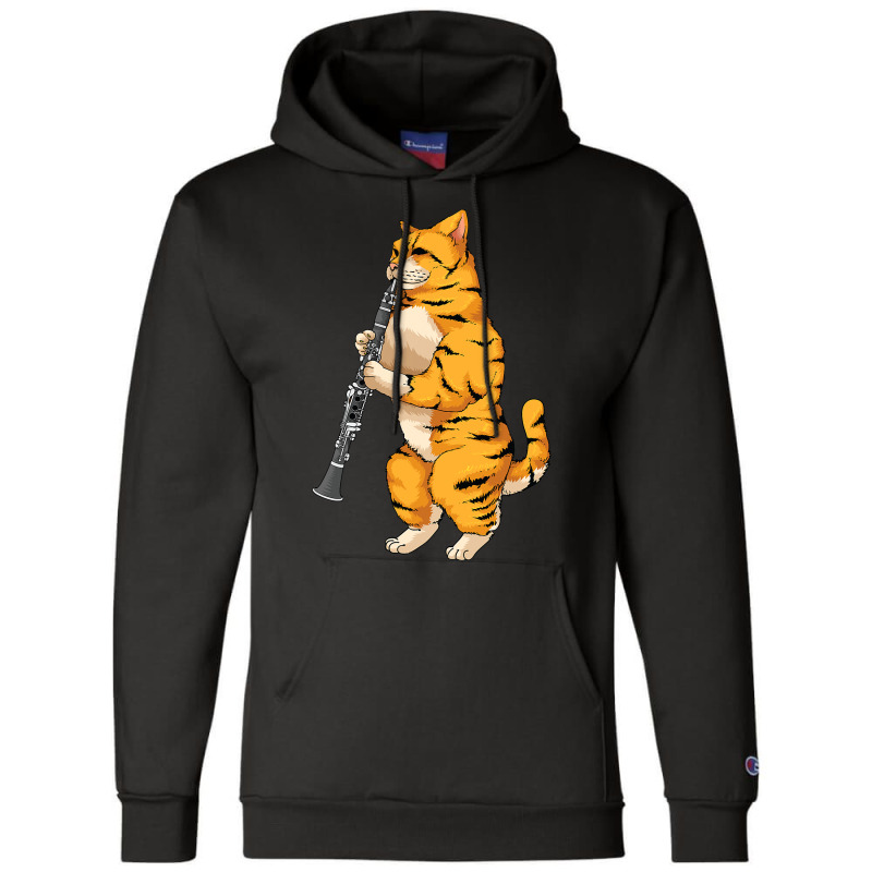 Funny Cat Playing Clarinet Cool Animal Lover Music Champion Hoodie | Artistshot