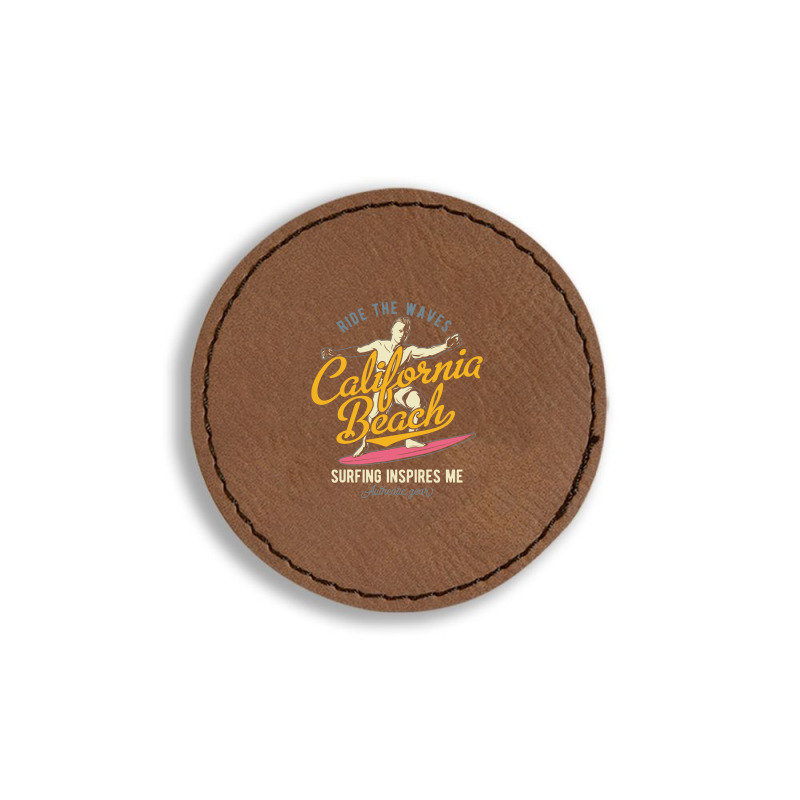 Surfing Califonia Beach Round Leatherette Patch | Artistshot