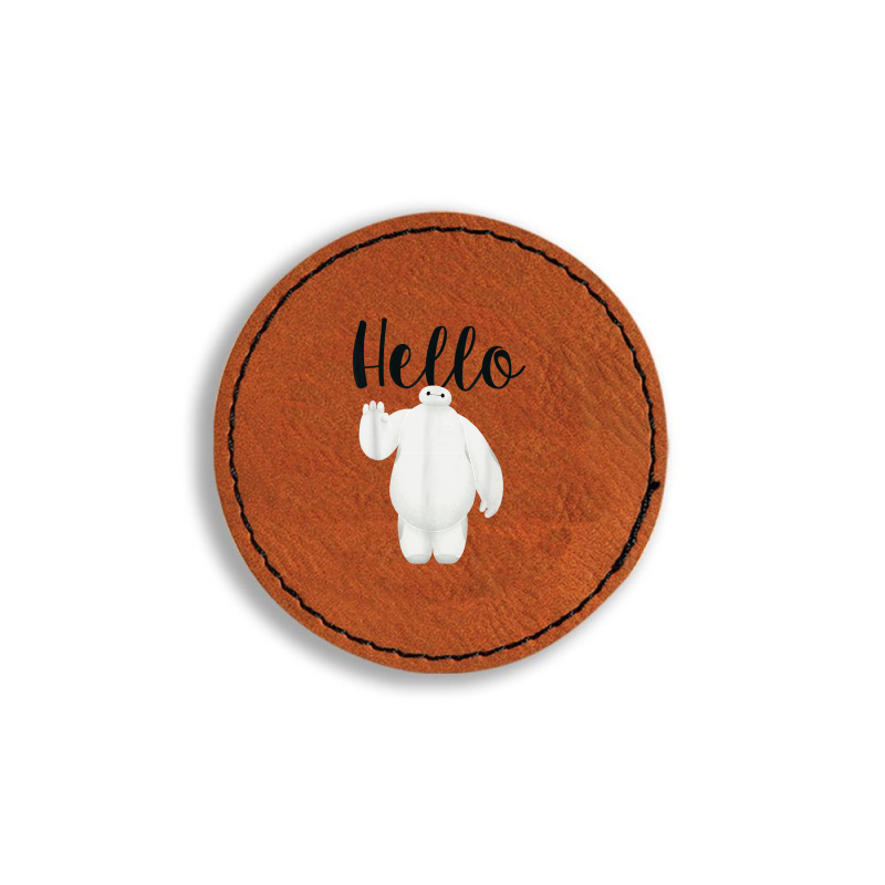 Funny Big Hero 6 Baymax Hello Wave Graphic Round Leatherette Patch | Artistshot