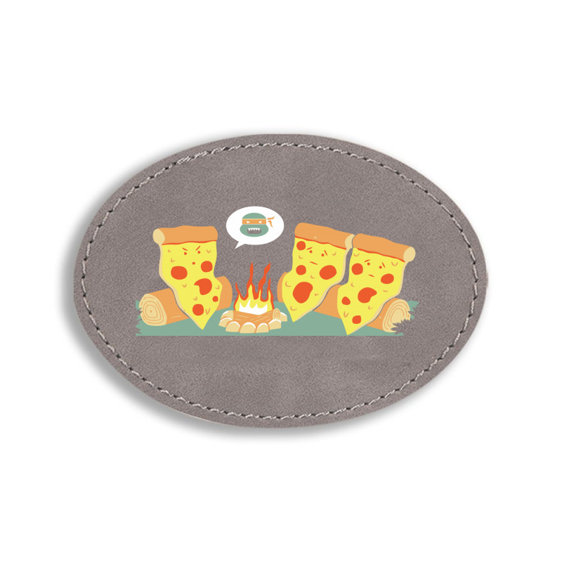 Pizza Campfire Story Oval Leatherette Patch | Artistshot