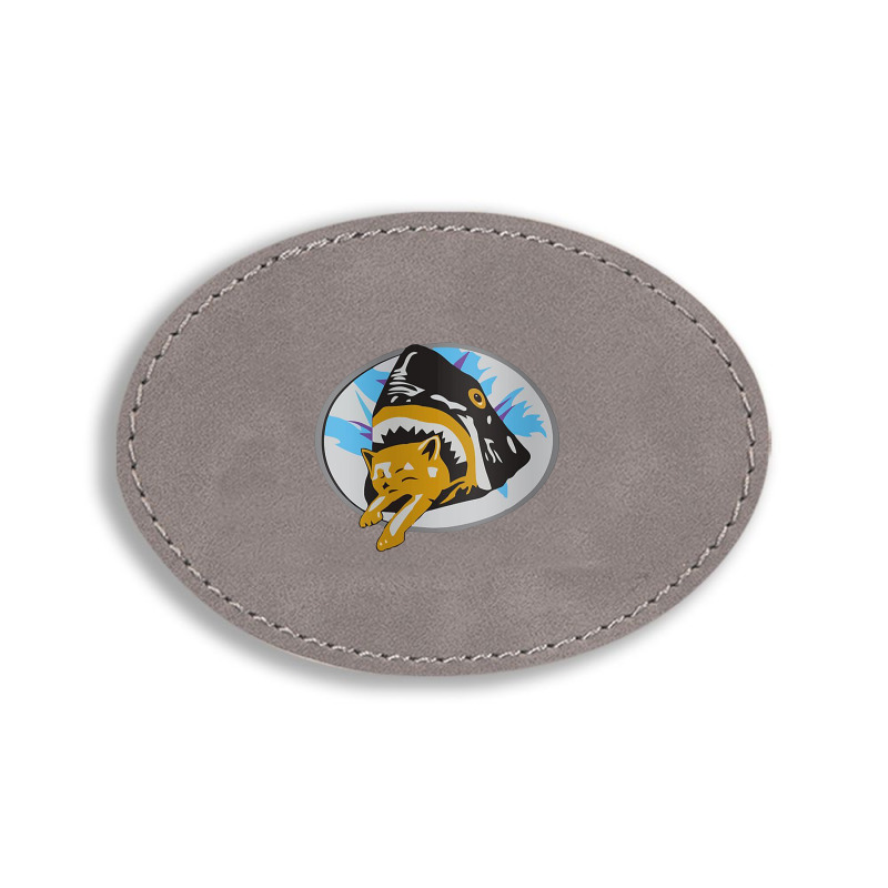 Shark Cat Pineapple Express Oval Leatherette Patch | Artistshot