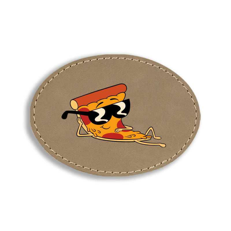 Pizza Steve Cool Cartoon Oval Leatherette Patch | Artistshot