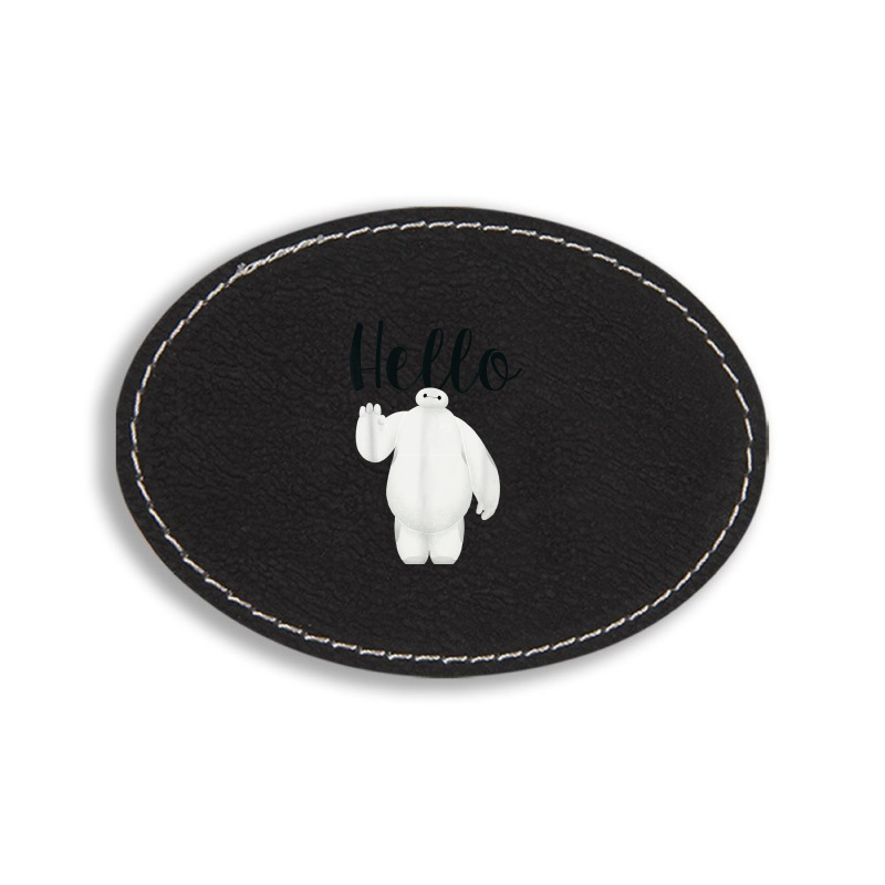 Funny Big Hero 6 Baymax Hello Wave Graphic Oval Leatherette Patch | Artistshot