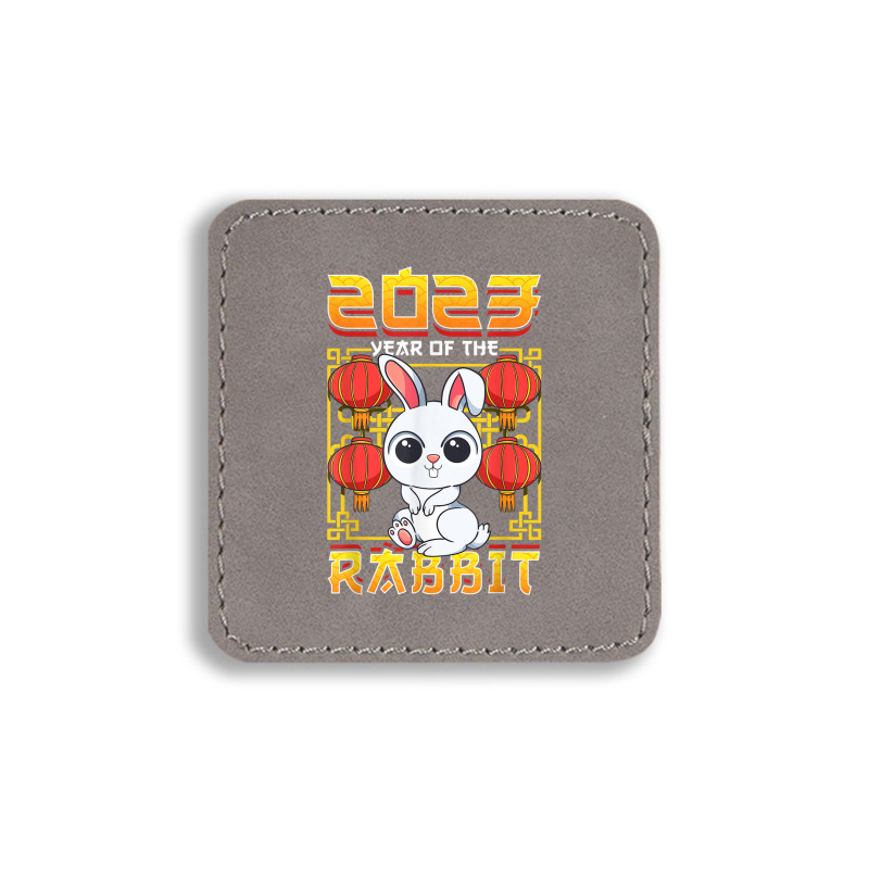 Year Of The Rabbit 2023 Chinese Zodiac Cute Kawaii Bunny Square Leatherette Patch by Halloween | Artistshot