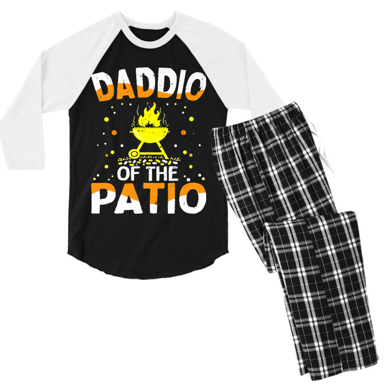 Funny Daddio Of The Patio Fathers Day Bbq Grill Da Men's 3/4 Sleeve Pajama Set | Artistshot