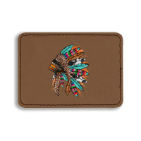 Western Patterned Headdress Native American Rectangle  Leatherette Patch | Artistshot