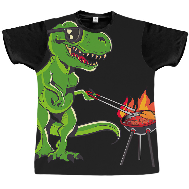 Funny Dinosaur Chef Cook Bbq Outdoors Dad Son Food Graphic T-shirt | Artistshot