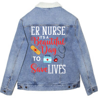 Womens Emergency Room Technician Er Nurse Hospital Unisex Sherpa-lined Denim Jacket | Artistshot