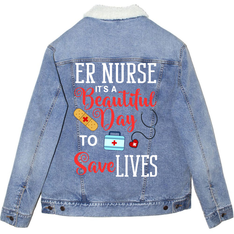 Womens Emergency Room Technician Er Nurse Hospital Unisex Sherpa-lined Denim Jacket | Artistshot