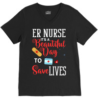 Womens Emergency Room Technician Er Nurse Hospital V-neck Tee | Artistshot