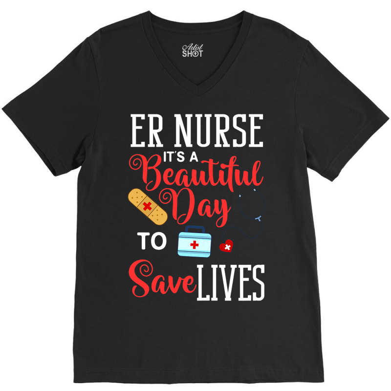 Womens Emergency Room Technician Er Nurse Hospital V-neck Tee | Artistshot