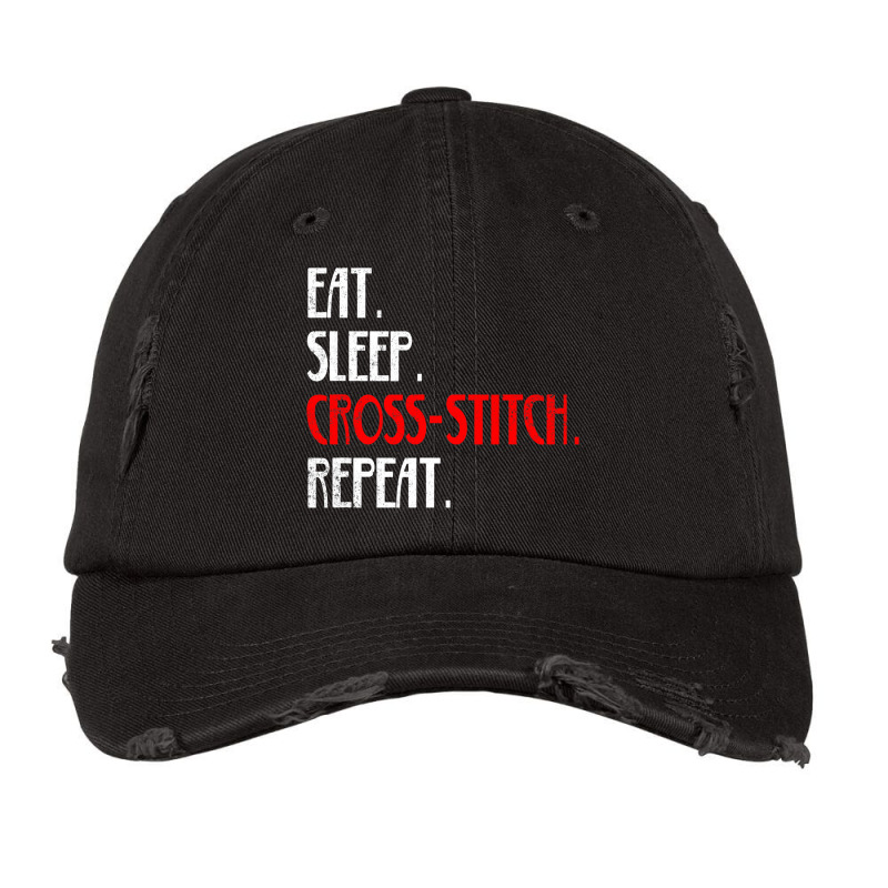 Eat Sleep Crossstitch Sew Thread Repeat Daily Life Vintage Cap | Artistshot