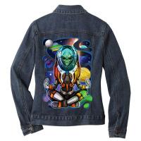 Extraterrestrial Meditating Meditation Yoga Alien Ladies Denim Jacket | Artistshot