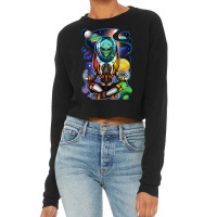 Extraterrestrial Meditating Meditation Yoga Alien Cropped Sweater | Artistshot