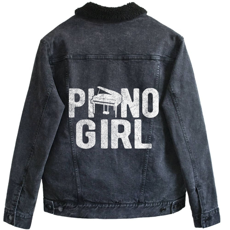 Womens Funny Piano Girl Piano Player Musician Clas Unisex Sherpa-lined Denim Jacket | Artistshot