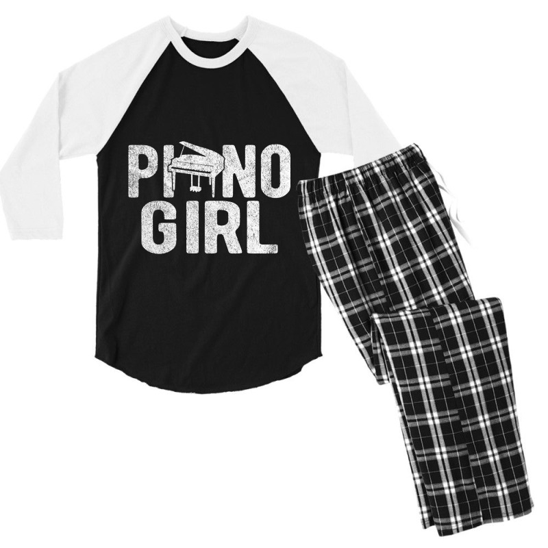 Womens Funny Piano Girl Piano Player Musician Clas Men's 3/4 Sleeve Pajama Set | Artistshot