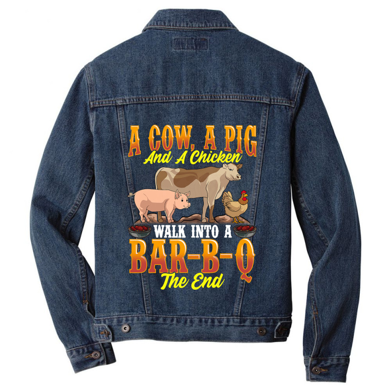 Funny Bbq Shirts For Men Cow Pig And Chicken Shirt Men Denim Jacket | Artistshot