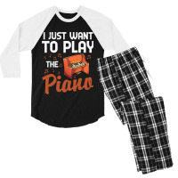 Funny Piano Player Classical Music Pianist Music N Men's 3/4 Sleeve Pajama Set | Artistshot