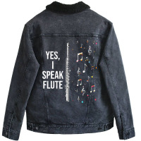 Funny Classical Music Flutist Gift Musical Instrum Unisex Sherpa-lined Denim Jacket | Artistshot