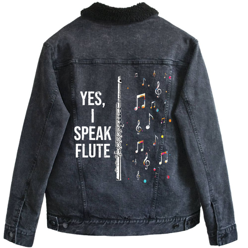 Funny Classical Music Flutist Gift Musical Instrum Unisex Sherpa-lined Denim Jacket | Artistshot