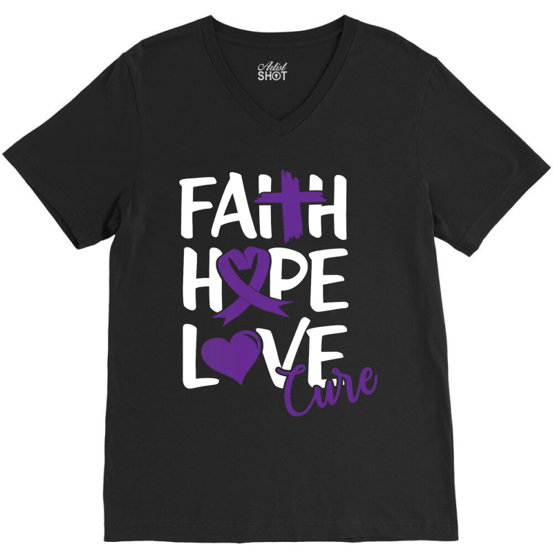 Faith Hope Love Cure Cute Pancreatic Cancer Awaren V-neck Tee | Artistshot